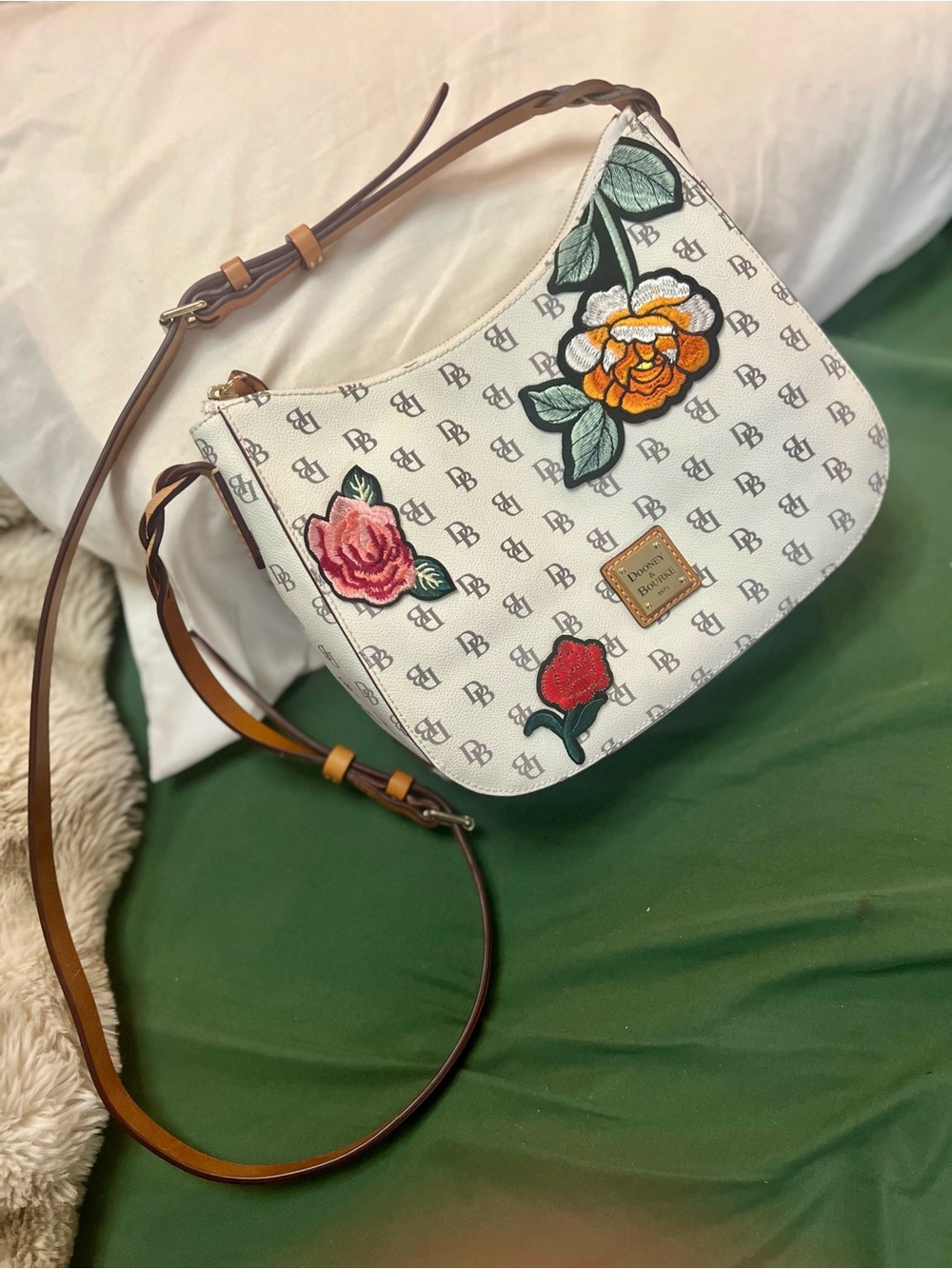 Dooney & Bourke Gretta Print Kiley Hobo w/ vibrant embroidered patches MSRP $258